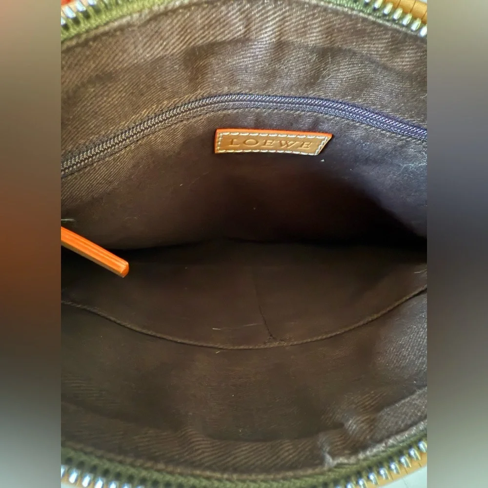 Authentic Loewe Brown & Tan LOGO Patterned Crossbody Bag